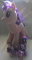 Size: 1652x3055 | Tagged: safe, artist:edhelistar, derpibooru original, character:starlight glimmer, species:pony, my little pony:equestria girls, beanie, brushable, build-a-bear, clothing, cutie mark crew, doll, equestria girls minis, hat, human ponidox, irl, mcdonald's happy meal toys, multeity, photo, plushie, ponidox, self paradox, self ponidox, starlight cluster, toy
