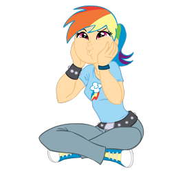Size: 945x945 | Tagged: safe, artist:drewdini, artist:megasweet, character:rainbow dash, colored, converse, dashface, female, humanized, shoes, simple background, solo, transparent background