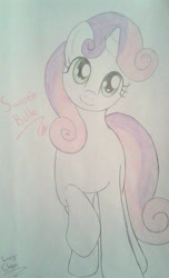 Size: 576x948 | Tagged: safe, artist:envygirl95, character:sweetie belle, species:pony, female, solo, traditional art