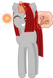 Size: 2051x3001 | Tagged: safe, artist:onil innarin, oc, oc only, oc:ore pie, species:pony, species:unicorn, 2019 community collab, derpibooru community collaboration, grin, hair over one eye, magic, male, one eye closed, simple background, smiling, solo, sparkles, teenager, telekinesis, transparent background, vector, wink, wisp