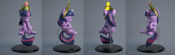 Size: 2943x933 | Tagged: safe, artist:hashbro, character:twilight sparkle, character:twilight sparkle (unicorn), species:pony, species:unicorn, 3d, big crown thingy, element of magic, female, jewelry, prototype, regalia, render, solo