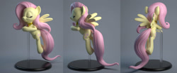 Size: 2210x915 | Tagged: safe, artist:hashbro, character:fluttershy, species:pony, 3d, element of kindness, female, prototype, render, solo