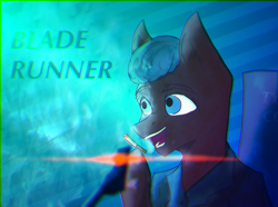 Size: 2150x1600 | Tagged: safe, artist:al1-ce, species:pony, blade runner, cyberpunk, neon, ponified, sketch, smoking, solo