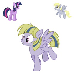 Size: 1024x1010 | Tagged: safe, artist:sapphiretwinkle, character:derpy hooves, character:twilight sparkle, character:twilight sparkle (alicorn), oc, parents:twerpy, species:alicorn, species:pony, ship:twerpy, crack shipping, female, lesbian, offspring, shipping