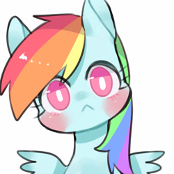 Size: 1600x1600 | Tagged: safe, artist:kura, part of a set, character:rainbow dash, species:pegasus, species:pony, :<, female, head tilt, looking at you, mare, solo