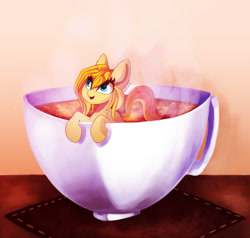 Size: 1575x1500 | Tagged: safe, artist:hagalazka, oc, oc only, oc:carot, species:pony, cup, cup of pony, micro, solo, ych result