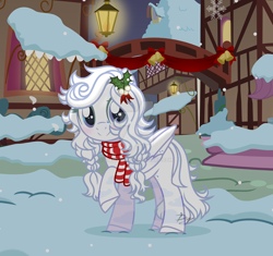 Size: 1280x1201 | Tagged: safe, artist:dianamur, oc, species:pegasus, species:pony, clothing, deviantart watermark, female, holly, mare, obtrusive watermark, scarf, solo, watermark