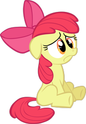 Size: 3985x5761 | Tagged: safe, artist:scrimpeh, character:apple bloom, species:earth pony, species:pony, episode:call of the cutie, g4, my little pony: friendship is magic, blank flank, cute, female, filly, sad, sadorable, simple background, sitting, solo, transparent background, vector