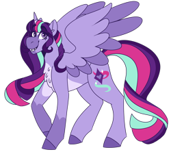 Size: 1516x1347 | Tagged: safe, artist:unicorn-mutual, oc, oc:nova andromeda, parent:starlight glimmer, parent:twilight sparkle, parents:twistarlight, species:alicorn, species:pony, female, magical lesbian spawn, mare, offspring, simple background, solo, transparent background