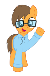 Size: 1000x1500 | Tagged: safe, artist:m.w., derpibooru original, oc, oc only, species:earth pony, species:pony, 2019 community collab, derpibooru community collaboration, clothing, glasses, male, raised hoof, simple background, smiling, solo, stallion, transparent background, vector, waving