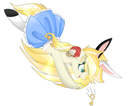 Size: 600x500 | Tagged: safe, artist:blocksy-art, oc, oc:white rabbit, species:pony, alice in wonderland, bunny ears, clothing, cute, key, pantyhose, shoes, simple background, skirt, solo, transparent background