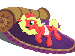 Size: 4600x3450 | Tagged: safe, artist:dumbwoofer, oc, oc:pony fort, species:pony, species:unicorn, fallout equestria, bandage, fallout equestria: pink eyes, fanfic art, female, injured, lying down, lying on bed, mare, solo
