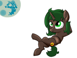 Size: 4600x3450 | Tagged: safe, artist:dumbwoofer, oc, oc:pine shine, species:pony, species:unicorn, crossed hooves, female, looking up, lying down, mare, mare in the moon, moon, night, smiling, solo