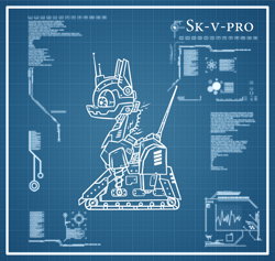 Size: 950x900 | Tagged: safe, artist:change, oc, oc:rubiont beta, species:pony, antenna, blueprint, machine, prototype, robot, robot pony, technology