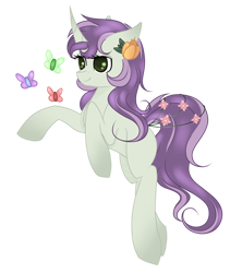 Size: 1024x1211 | Tagged: safe, artist:blocksy-art, oc, species:pony, species:unicorn, butterfly, female, mare, simple background, solo, transparent background