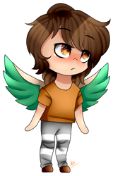 Size: 544x851 | Tagged: safe, artist:alithecat1989, oc, oc:frost d. tart, species:human, chibi, humanized, male, solo, winged humanization, wings