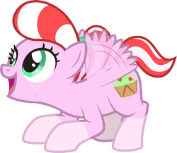 Size: 1825x1586 | Tagged: safe, artist:lightning stripe, derpibooru original, oc, oc only, oc:misty mint, species:pegasus, species:pony, clothing, cutie mark, female, freckles, green eyes, mare, open mouth, pink, ponytail, show accurate, simple background, socks (coat marking), solo, striped mane, transparent background, wing flutter, wings