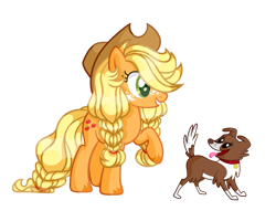 Size: 600x458 | Tagged: safe, artist:dianamur, character:applejack, character:winona, species:pony, alternate hairstyle, simple background, transparent background