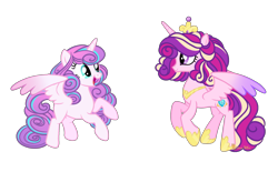 Size: 2100x1300 | Tagged: safe, artist:dianamur, character:princess cadance, character:princess flurry heart, species:pony, alternate hairstyle, female, mother and daughter, older, older flurry heart, simple background, transparent background