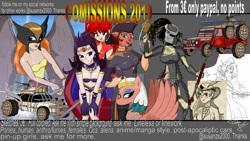 Size: 1024x576 | Tagged: safe, artist:susanzx2000, character:somnambula, oc, species:anthro, species:human, species:pony, g4, anthro with ponies, commission, humanized, info, information, monochrome, post-apocalyptic