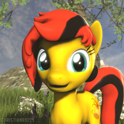Size: 1000x1000 | Tagged: safe, artist:christian69229, oc, oc only, oc:southern belle, species:earth pony, species:pony, 3d, bust, female, looking at you, mare, portrait, solo, source filmmaker