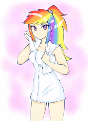 Size: 2893x3996 | Tagged: safe, artist:dragonemperror2810, character:rainbow dash, species:human, spoiler:eq series, breasts, female, humanized, solo, towel