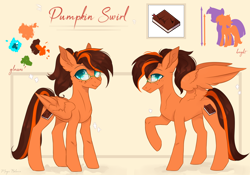 Size: 2768x1940 | Tagged: safe, artist:magicbalance, oc, oc only, oc:pumpkin swirl, species:pegasus, species:pony, blue eyes, female, glasses, mare, reference sheet, solo, wings