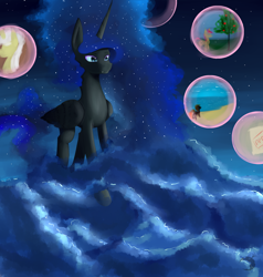 Size: 2000x2100 | Tagged: safe, artist:ruanshi, derpibooru original, character:nightmare moon, character:princess luna, species:pony, cloud, dream, dreamscape, female, solo