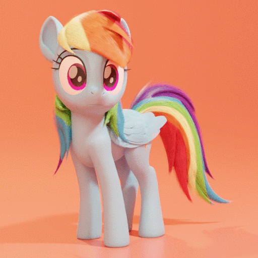 Size: 512x512 | Tagged: safe, artist:therealdjthed, character:rainbow dash, species:pegasus, species:pony, 3d, 3d model, animated, blender, cute, cycles, cycles render, female, mare, model:djthed, solo