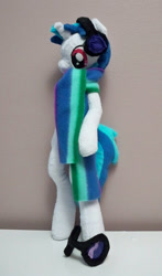 Size: 588x1000 | Tagged: safe, artist:yukamina-plushies, character:dj pon-3, character:vinyl scratch, species:anthro, anthro plushie, clothing, female, glasses, irl, photo, plushie, scarf, solo