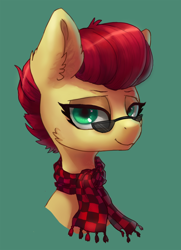 Size: 1200x1654 | Tagged: safe, artist:orchidpony, oc, oc:aces high, species:earth pony, species:pony, bust, clothing, scarf, solo