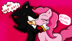 Size: 1420x816 | Tagged: safe, artist:soul-yagami64, character:pinkie pie, crossover, shadow the hedgehog, sonic the hedgehog (series)