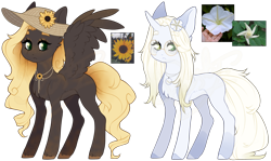 Size: 1920x1142 | Tagged: safe, artist:dusty-onyx, oc, oc only, oc:moonflower, oc:sunflower (dusty-onyx), species:pegasus, species:pony, species:unicorn, clothing, female, glasses, hat, mare, simple background, transparent background