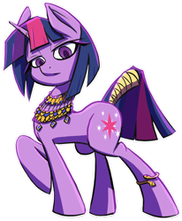 Size: 766x931 | Tagged: safe, artist:ikarooz, character:twilight sparkle, character:twilight sparkle (unicorn), species:pony, species:unicorn, alternate hairstyle, anklet, colored pupils, egyptian, female, jewelry, lidded eyes, mare, necklace, no catchlights, simple background, solo, tail wrap, transparent background
