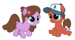 Size: 792x423 | Tagged: safe, artist:tenaflyviper, species:pony, braces, colt, crossover, dipper pines, female, filly, gravity falls, mabel pines, male, ponified