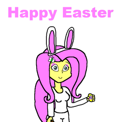 Size: 797x811 | Tagged: safe, artist:samueljcollins1990, character:fluttershy, my little pony:equestria girls, animal costume, bunny costume, bunny ears, clothing, costume, cute, easter, easter bunny, easter egg, holiday