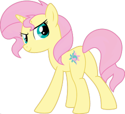 Size: 1920x1754 | Tagged: safe, artist:givralix, edit, character:fluttershy, character:sunset shimmer, species:pony, species:unicorn, female, fusion, looking at you, mare, palette swap, plot, ponyar fusion, recolor, simple background, smiling, transparent background, vector, vector edit
