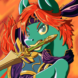 Size: 1024x1024 | Tagged: safe, artist:korencz11, species:pony, armor, clothing, crossover, fire emblem, ponified, roy, solo