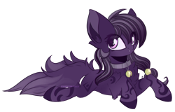 Size: 2857x1828 | Tagged: safe, artist:hagalazka, oc, oc only, species:pony, bell, bell collar, collar, fangs, simple background, solo, transparent background, two tails
