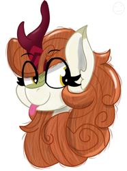 Size: 1114x1500 | Tagged: safe, artist:darkwolfhybrid, derpibooru original, character:autumn blaze, species:kirin, episode:sounds of silence, g4, my little pony: friendship is magic, awwtumn blaze, blep, bust, cute, eye clipping through hair, horn, simple background, smiling, tongue out