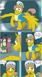 Size: 5513x10113 | Tagged: safe, artist:cactuscowboydan, commissioner:bigonionbean, writer:bigonionbean, oc, oc:heartstrong flare, oc:king calm merriment, oc:king speedy hooves, oc:tommy the human, species:human, species:pony, comic:fusing the fusions, comic:the bastion of canterlot, canterlot, canterlot castle, cape, clothing, comic, conductor hat, conjoined, cutie mark fusion, dat ass was fat, dat butt, dialogue, fat ass, father and son, folded wings, fused, fusion, fusion:heartstrong flare, fusion:king calm merriment, fusion:king speedy hooves, glasses, goggles, gymnasium, hat, human oc, jiggling, magic, male, merge, merging, plot, potion, scarf, semi-grimdark series, shirt, shocked, short tail, spread wings, stallion, suggestive series, surprised, tail wag, thicc ass, thick, uncle and nephew, uniform, wings, wonderbolts, wonderbolts uniform