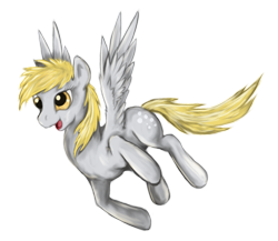 Size: 920x797 | Tagged: safe, artist:dalagar, character:derpy hooves, species:pegasus, species:pony, female, flying, happy, mare, simple background, solo, transparent background, wings