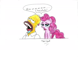 Size: 2338x1700 | Tagged: safe, artist:ulyssesgrant, character:pinkie pie, crossover, drool, homer simpson, the simpsons