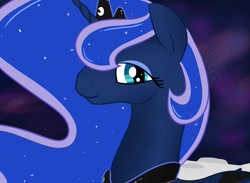 Size: 1044x765 | Tagged: safe, artist:fribox, character:princess luna, bust, female, moon, portrait, solo, space