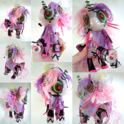 Size: 960x960 | Tagged: safe, artist:lightningsilver-mana, character:sweetie belle, oc, oc:miku, species:pony, species:unicorn, sweetie bot, anime, anime style, crossover, custom, doll, hatsune miku, irl, paint, painting, photo, reroot, robot, solo, textiles, toy