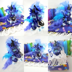 Size: 1080x1080 | Tagged: safe, artist:lightningsilver-mana, character:princess luna, species:alicorn, species:pony, aqua eyes, baby, baby pony, blue, custom, doll, female, filly, generation 3.5, irl, my little pony, paint, painting, photo, sewing, solo, toy, woona, younger