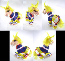 Size: 1024x974 | Tagged: safe, artist:lightningsilver-mana, species:earth pony, species:pony, all might, anime, anime style, craft, doll, generic pony, hand made, husbando, leather, male, my hero academia, paint, painting, photo, ribbon, solo, textiles, toy