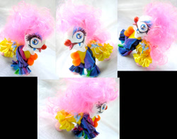 Size: 900x709 | Tagged: safe, artist:lightningsilver-mana, character:pinkie pie, oc, species:earth pony, species:pony, clown, clown makeup, clown nose, custom, female, handmade, irl, it, my little pony, paint, painted, painting, pennywise, photo, sewing, solo, textiles, toy