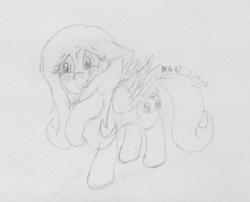 Size: 2369x1913 | Tagged: safe, artist:wapamario63, character:fluttershy, species:pony, blushing, cute, female, monochrome, sketch, solo, traditional art