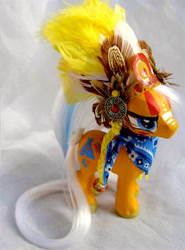 Size: 272x368 | Tagged: safe, artist:lightningsilver-mana, species:earth pony, species:pony, g1, g4, big brother ponies, craft, crossover, custom, doll, figure, figurine, handmade, irl, leather, male, mountain boy ponies, native american, paint, painting, photo, sewing, toy, wigwam